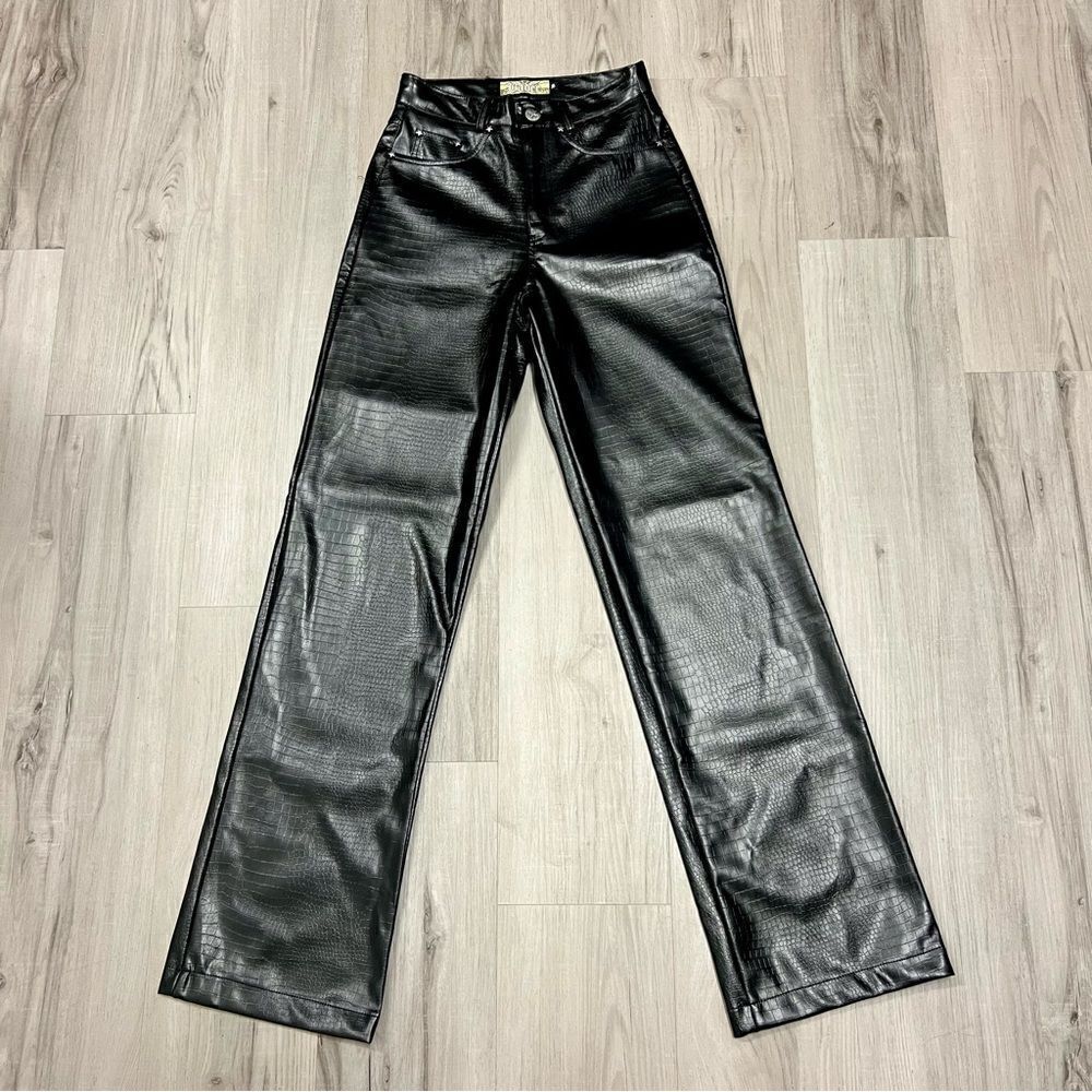 NWOT Badee for Dolls Kill brand black embossed faux leather pants szS.